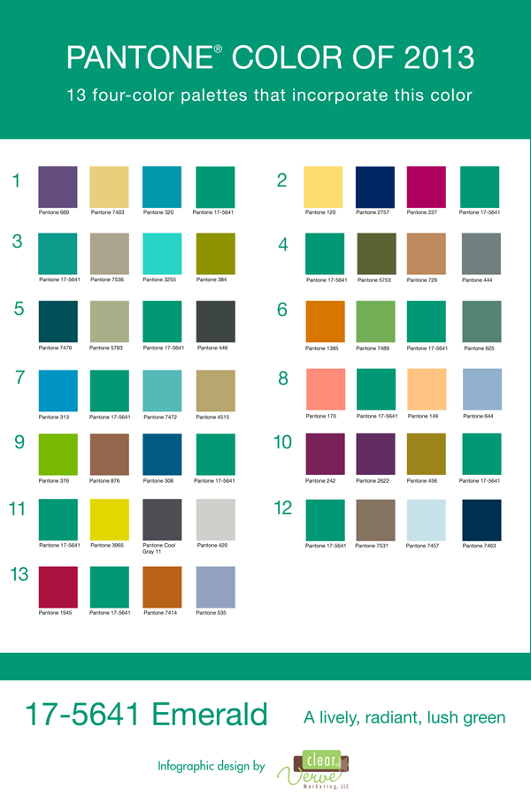 Pantone 2013 Color the Year (Emerald) & palettes Color