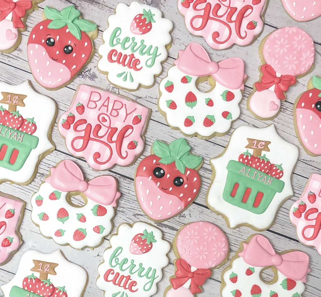 Strawberry Baby Shower cookies | Baby shower desserts, Baby shower ...