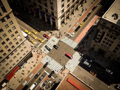 size: 24x18in Photographic Print: Bird's Eye View of Manhattan, Looking ...