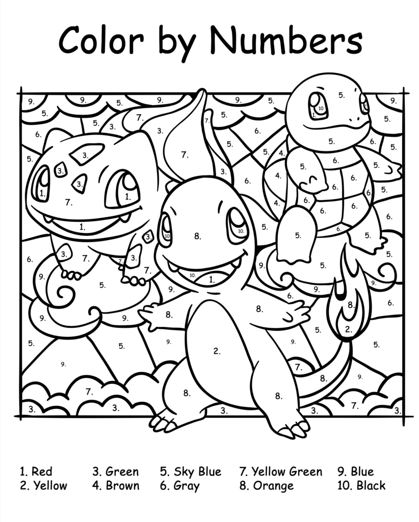 FREE Pokémon Color by Numbers Printables! | Color by number printable ...