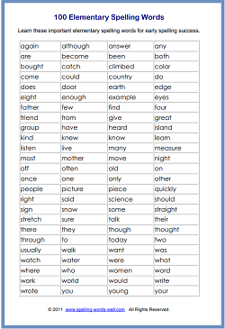 100 important elementary spelling words – Artofit