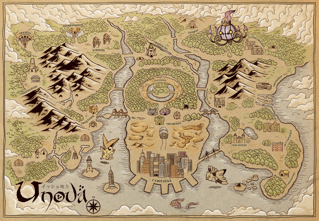 The Unova map with the middle earth map style! | Pokemon bilder ...