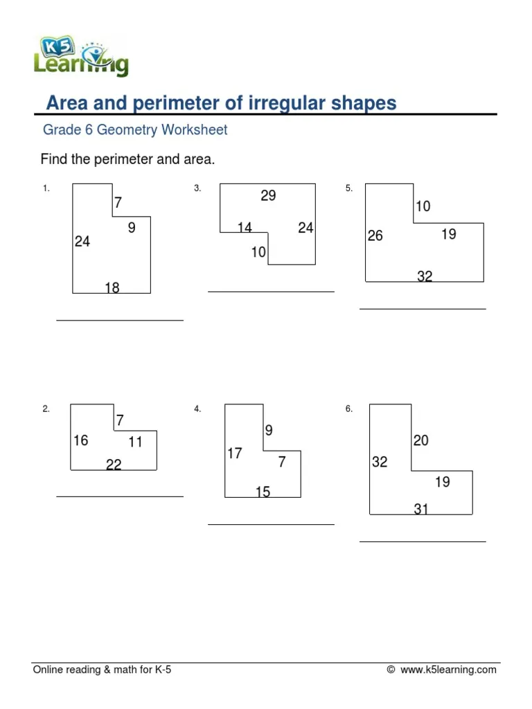 Area And Perimeter Of Irregular Shapes Worksheet - Printable Word Searches