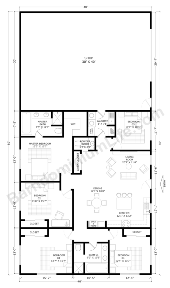 40x80 Barndominium Floor Plans with Shop What to Consider Barndominium floor plans, Barn