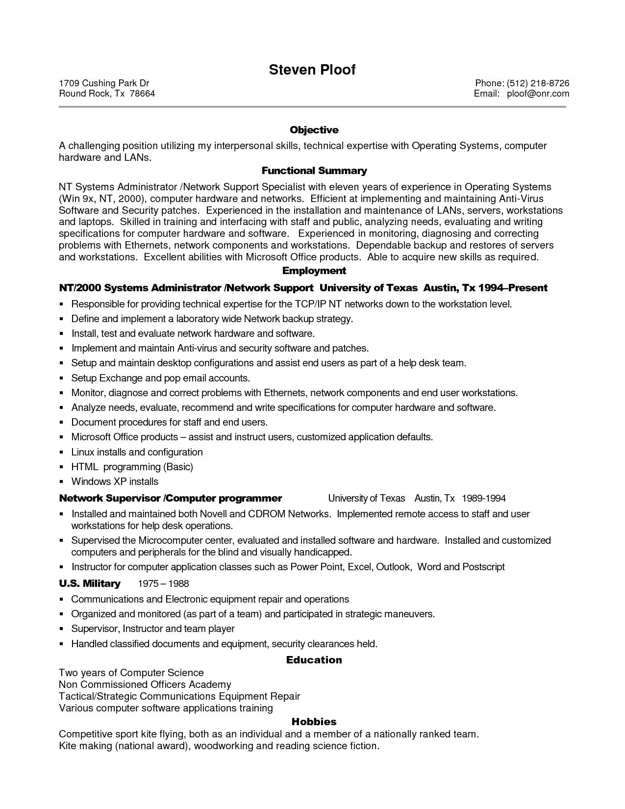 Professional Experience Resume