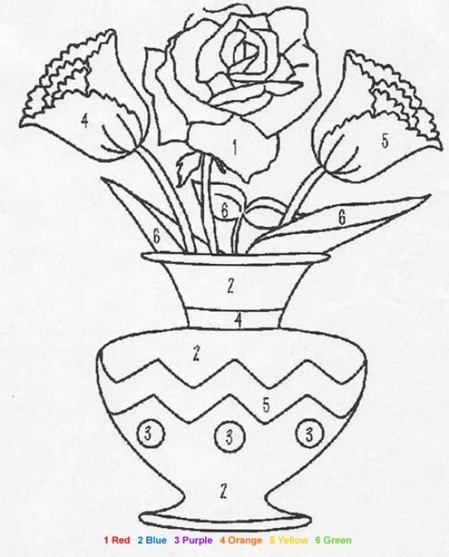 color by number roses Printable Flower Coloring Pages, Printable ...