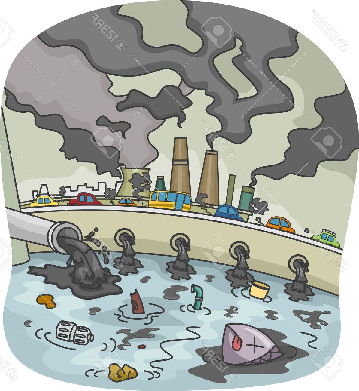 Water Pollution Cartoons : Pollution Water Van Arend Dam ...