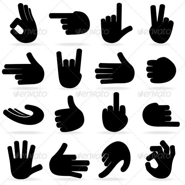 Big Collection of Hand Silhouettes | Hand silhouette, Icon set vector ...