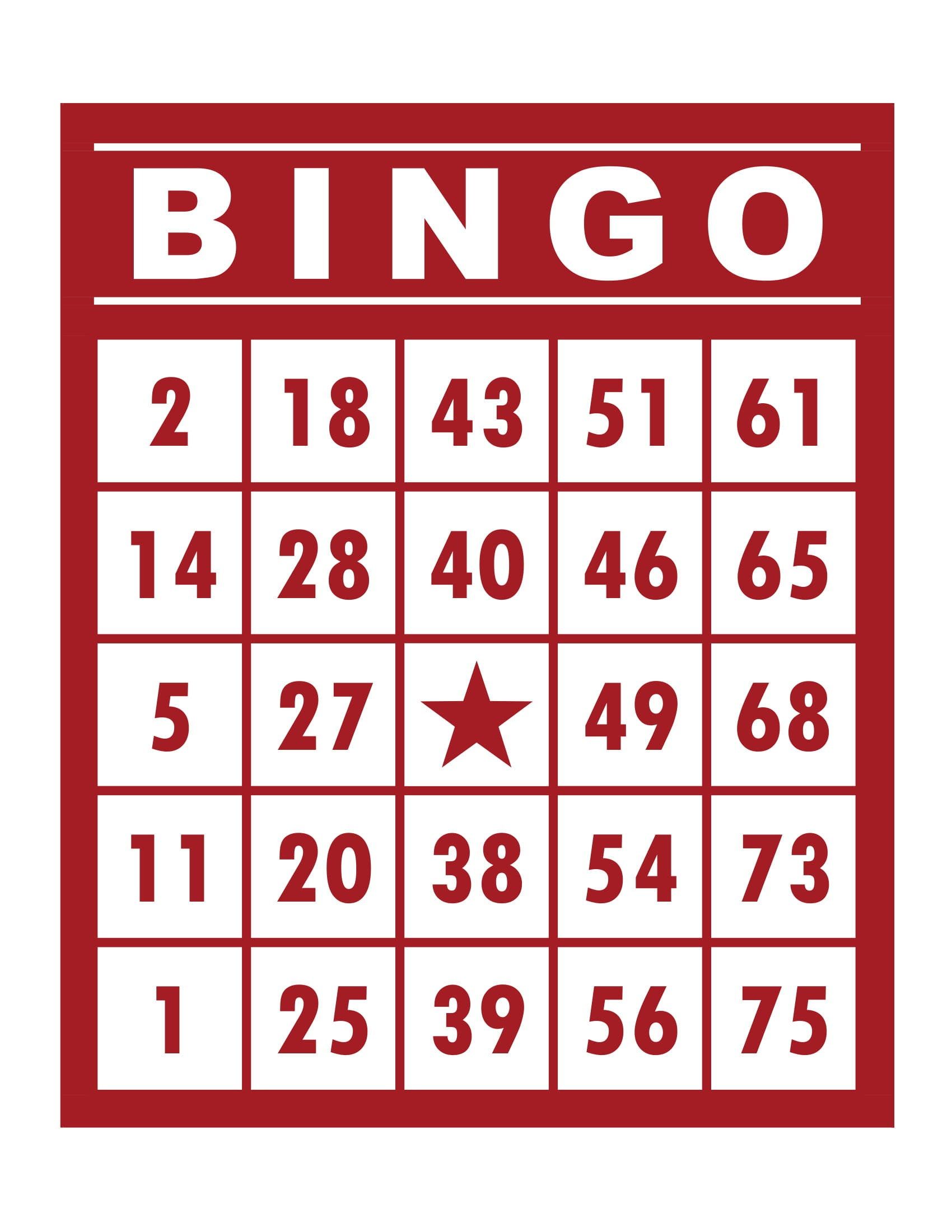 Bingo Cards, 1000 cards, 1 per page, immediate pdf download, retro red