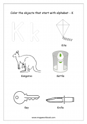 English Worksheet - Color The Objects Starting With Alphabet K ...