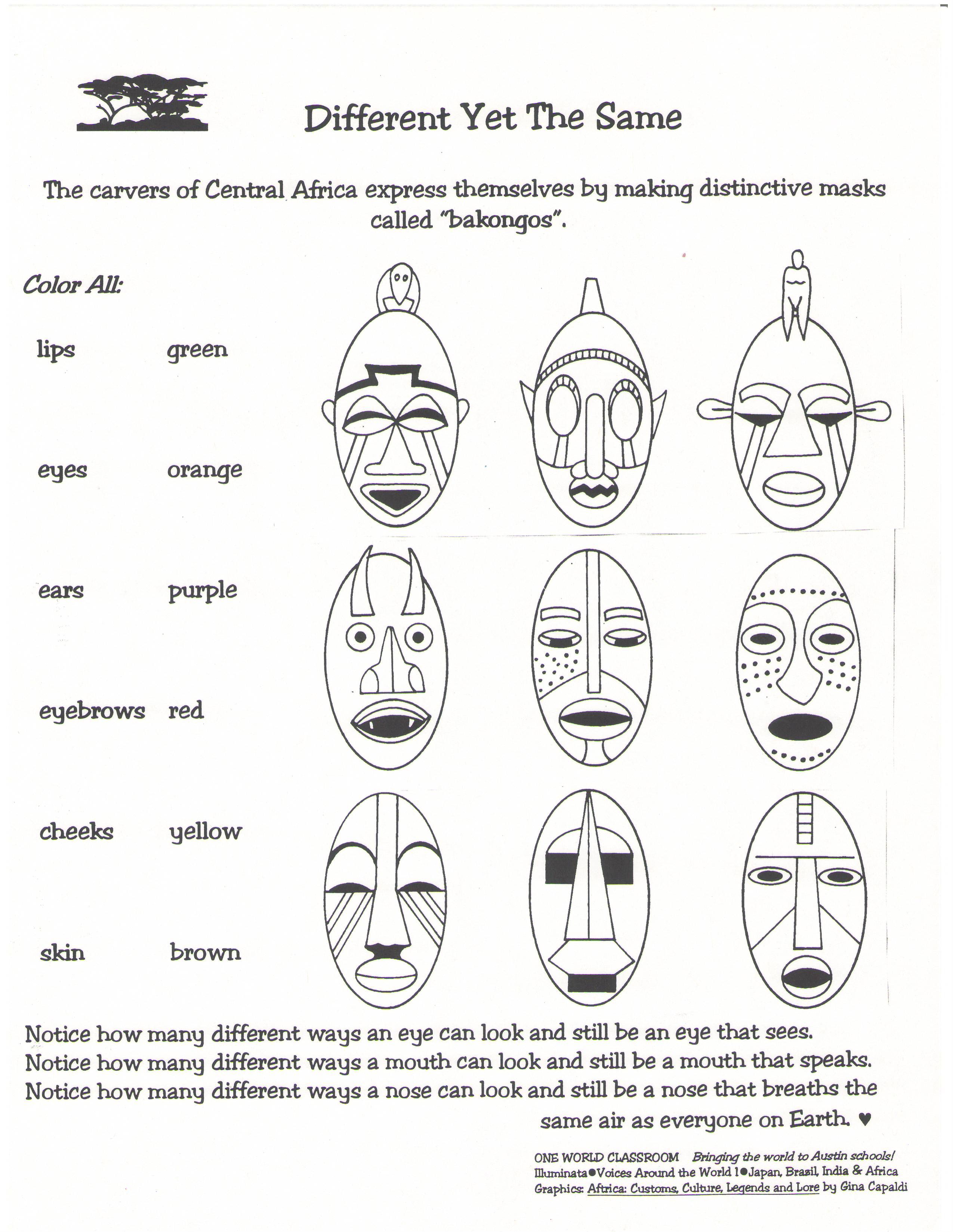 African Masks Drawings For Kids