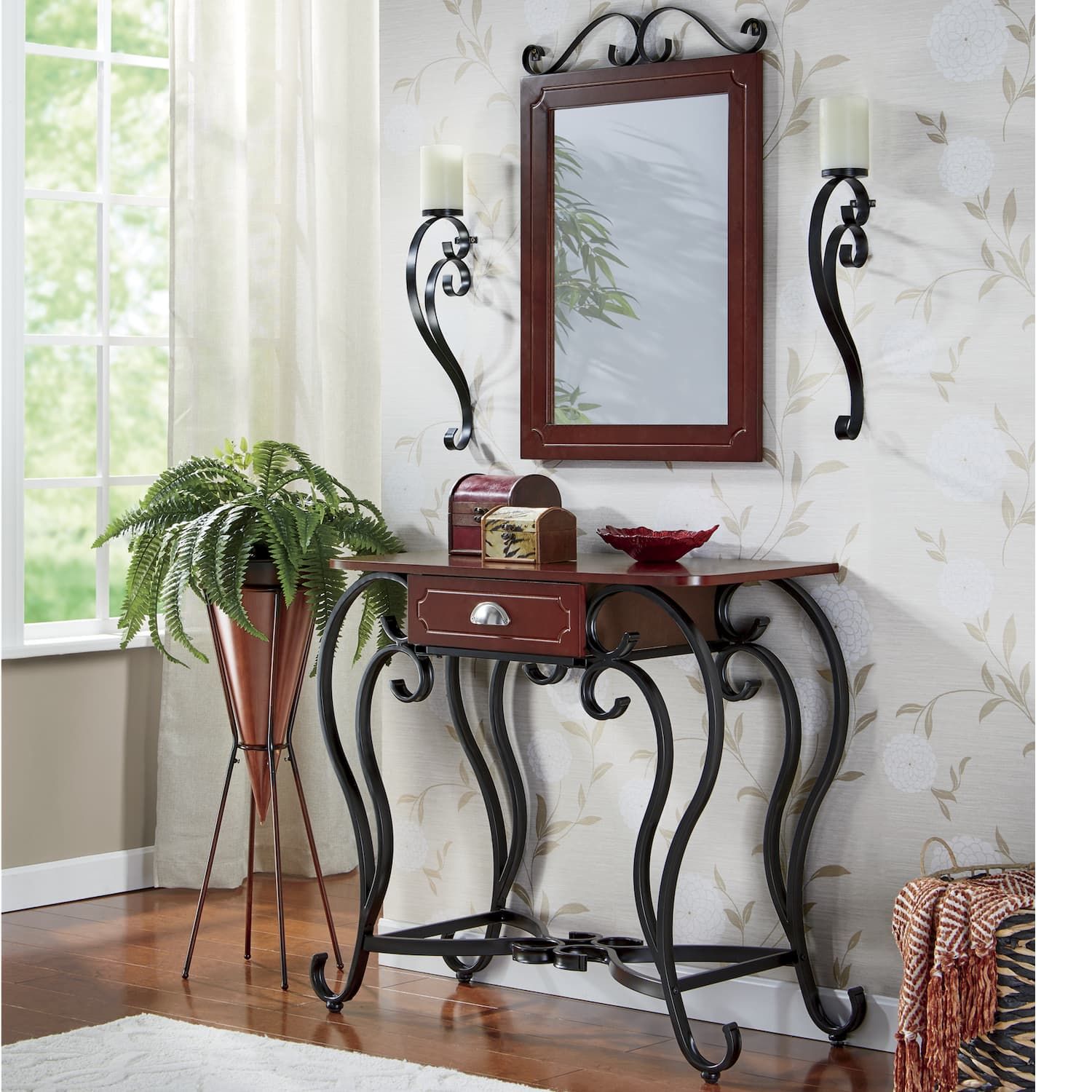 Entry Table with Mirror and Sconce Set Montgomery Ward Entry table