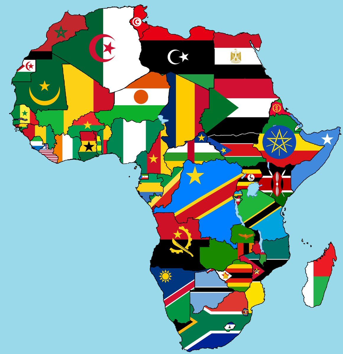 Africa Map With Countries Flags