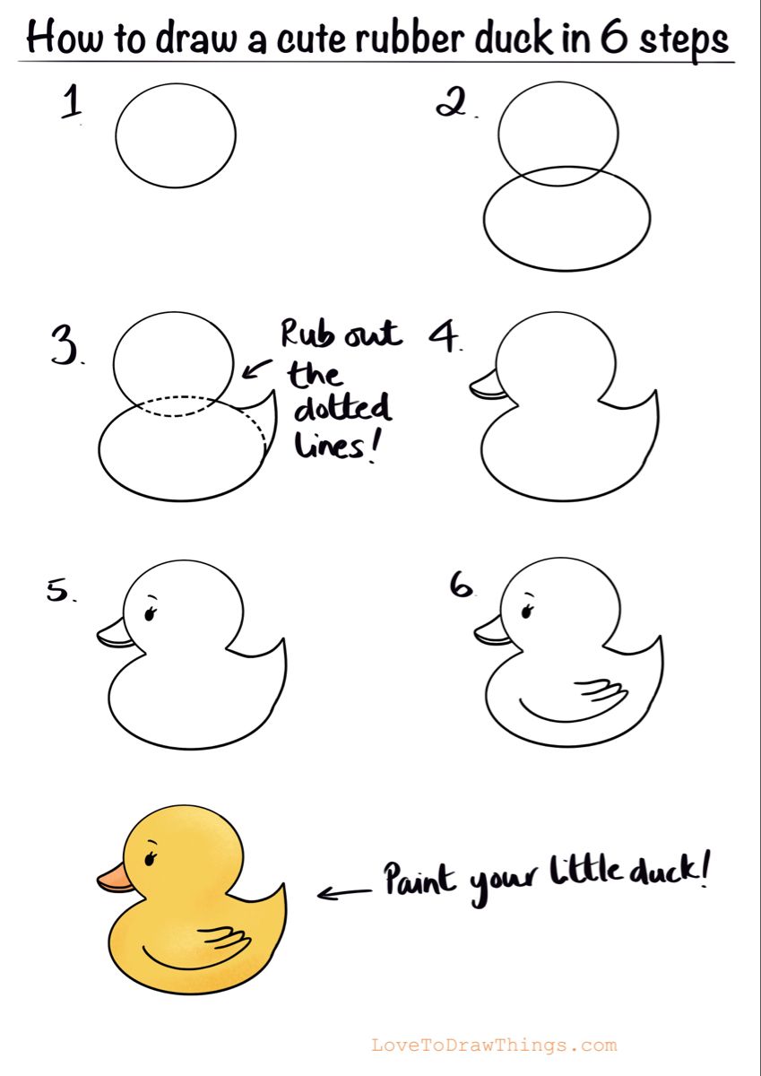 How To Draw A Cute Rubber Duck In 6 Steps Easy Doodles Drawings Cute ...