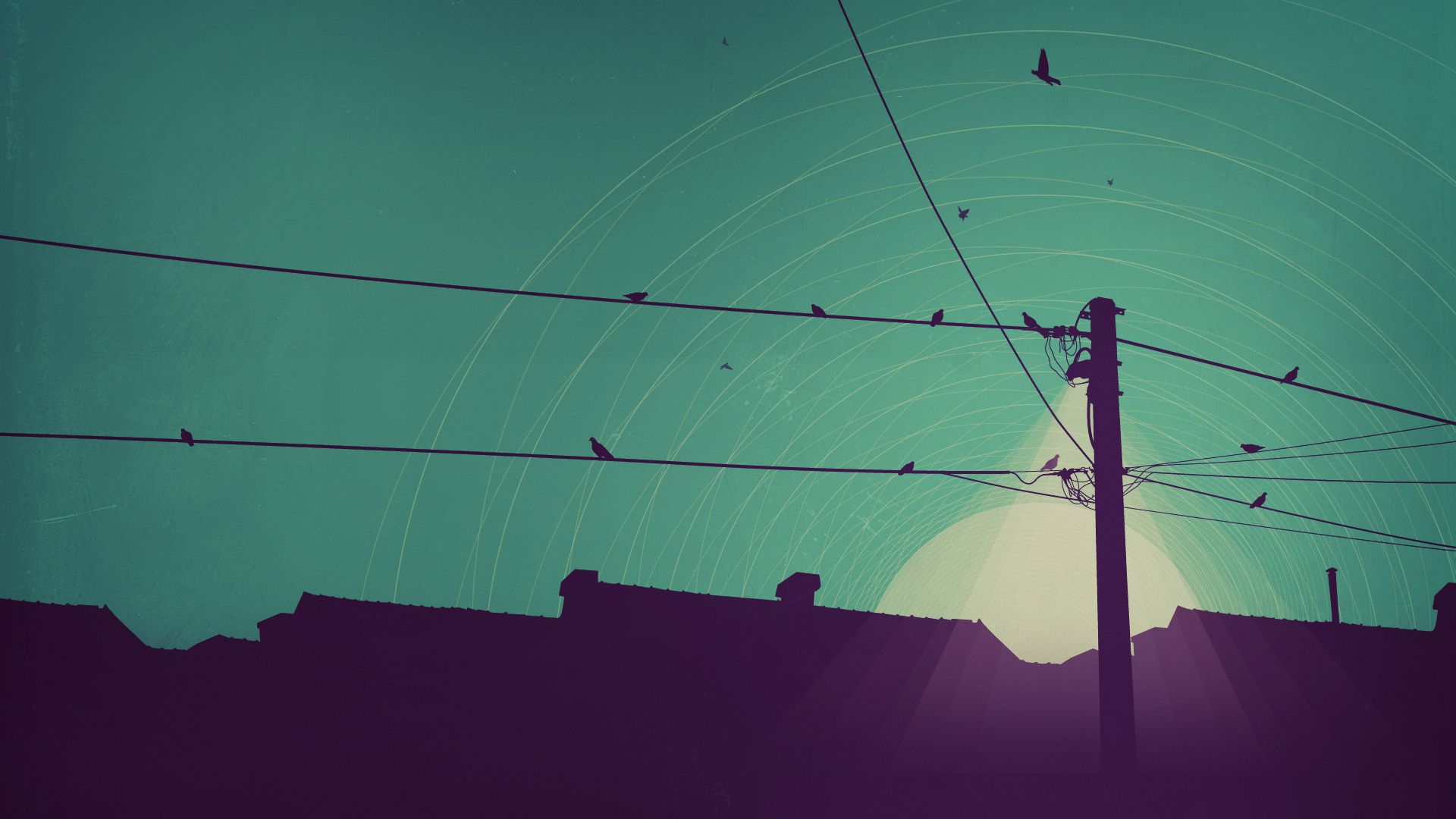 Electricity Pole Birds Illustration | Minimalist desktop wallpaper, Black background  wallpaper, 1920x1200 wallpaper