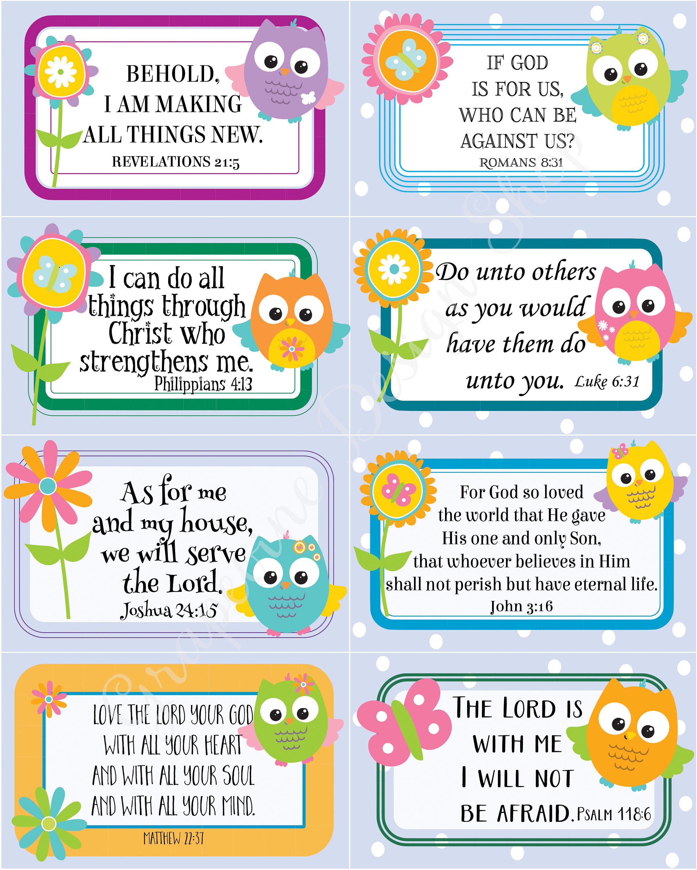 Scripture Memory Cards for Kids. 24 Bible Verse Cards for Children ...