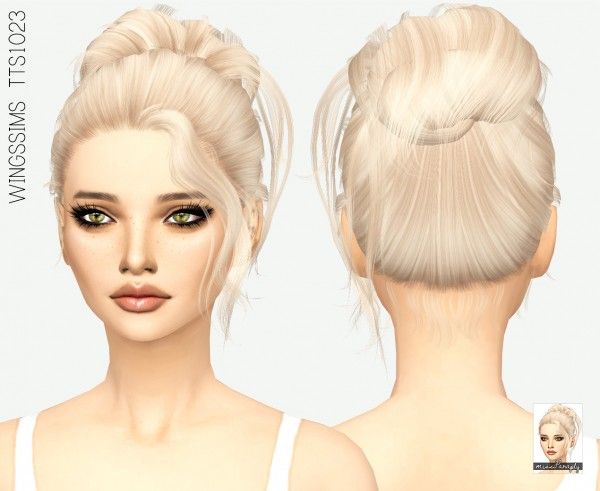 Sims 4 Hairs ~ Miss Paraply: Wingssims TTS1023 | Sims hair, Sims 4, Bun ...