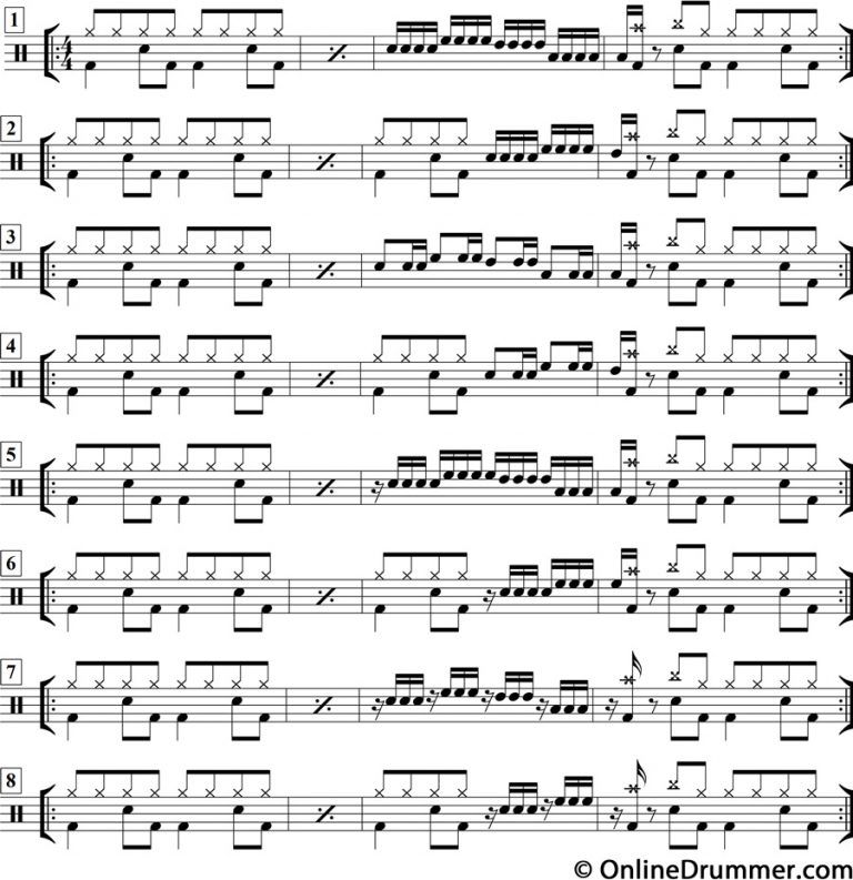 Extending The Drum Fill - Notation Drum Sheet Music, Drums Sheet, Learn ...