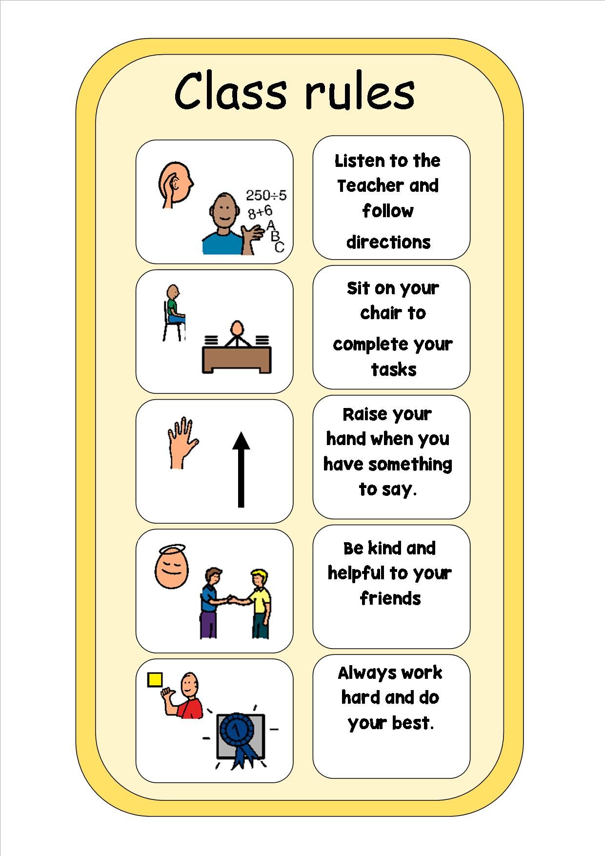 Printable Autism Classroom Rules | Printable Templates Free