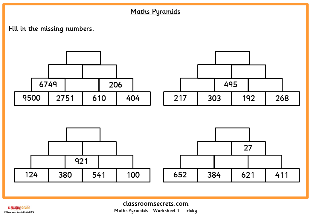 Maths Pyramids - Classroom Secrets | Math, Math challenge, Learning math