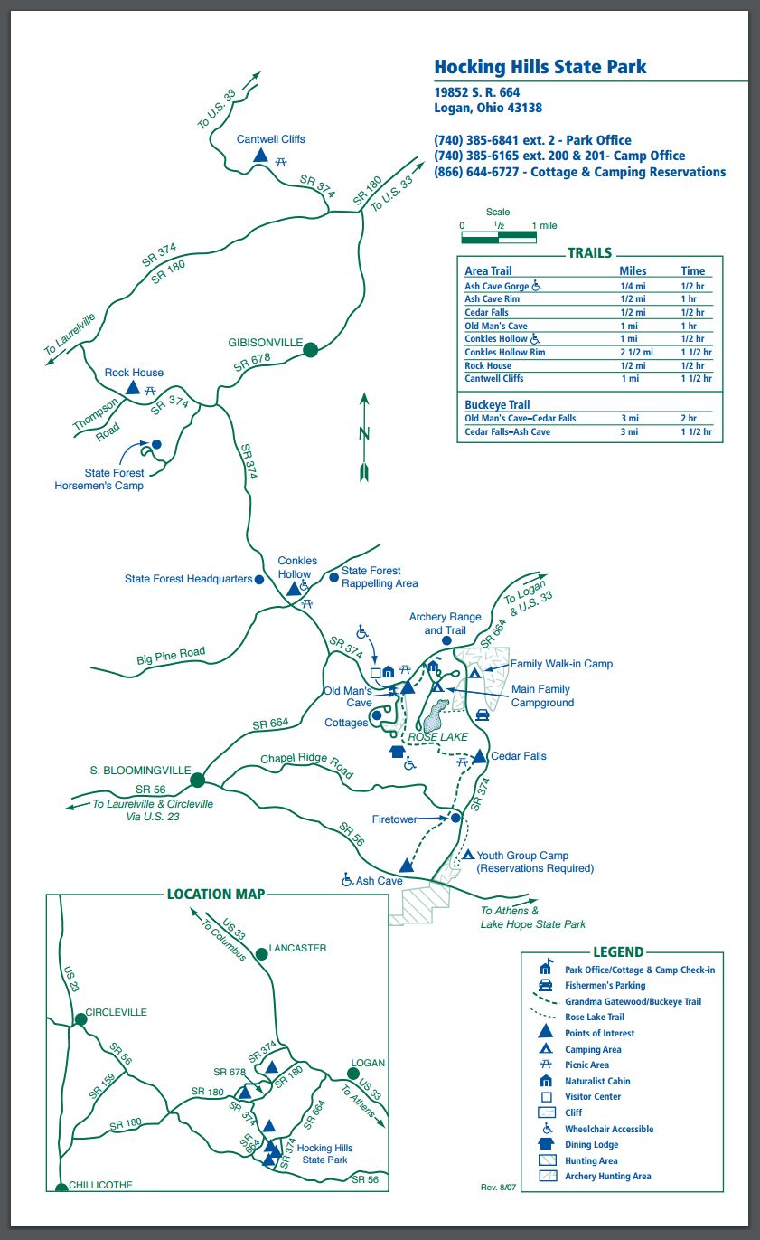 Printable Hocking Hills Trail Maps