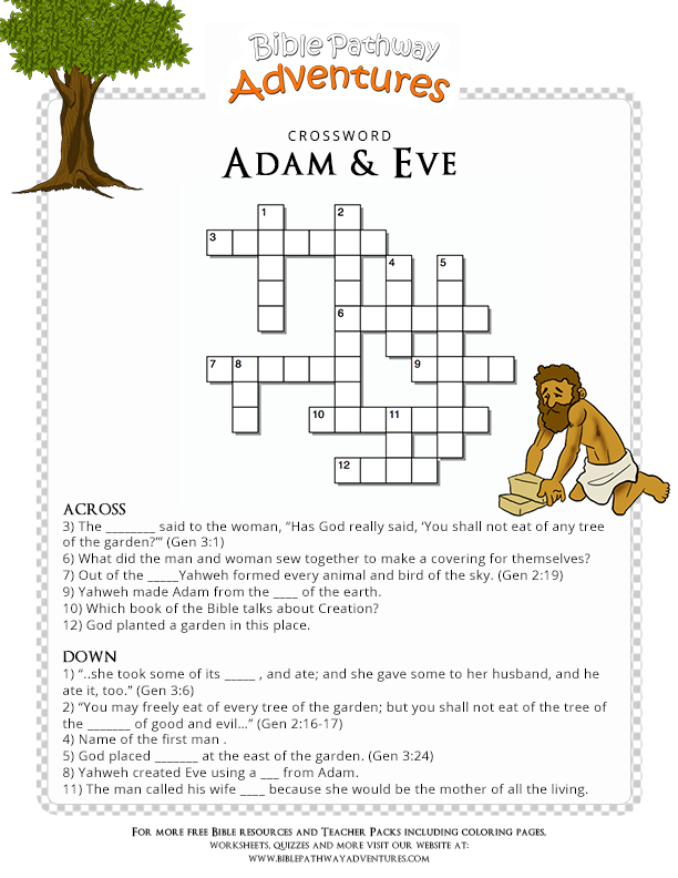 Adam & Eve quiz | Christian kids activities, Bible crossword, School prayer