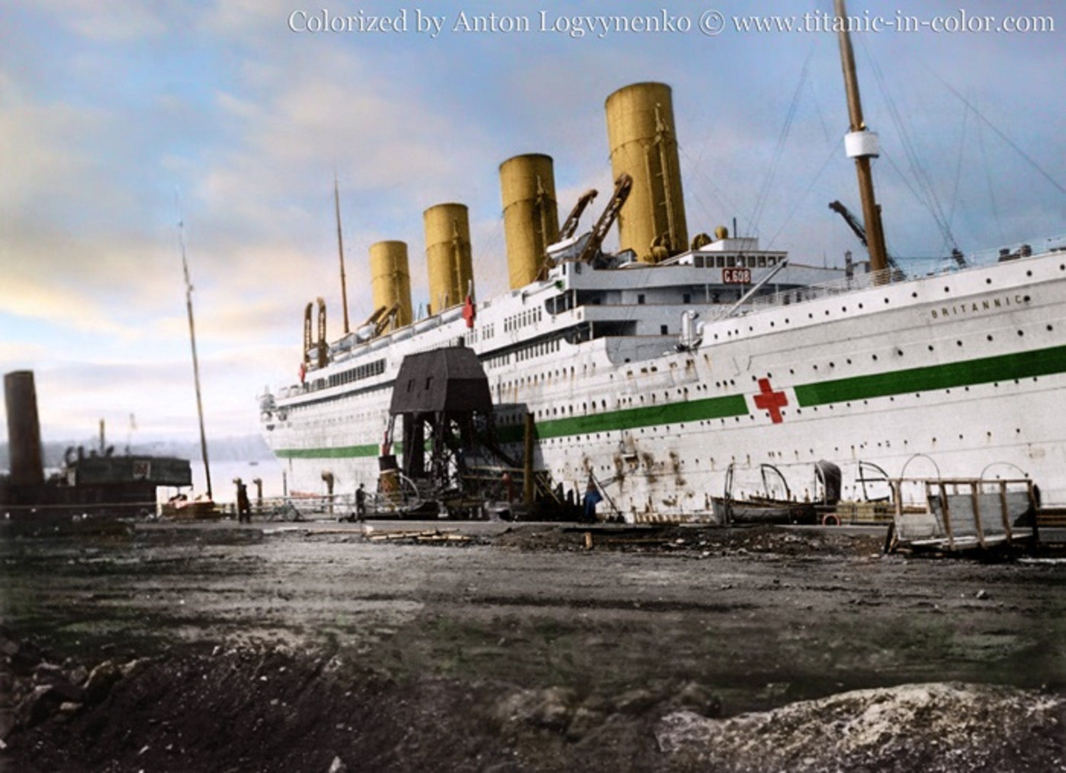 The Britannic in harbor - HMHS Britannic (originally RMS Gigantic) was ...