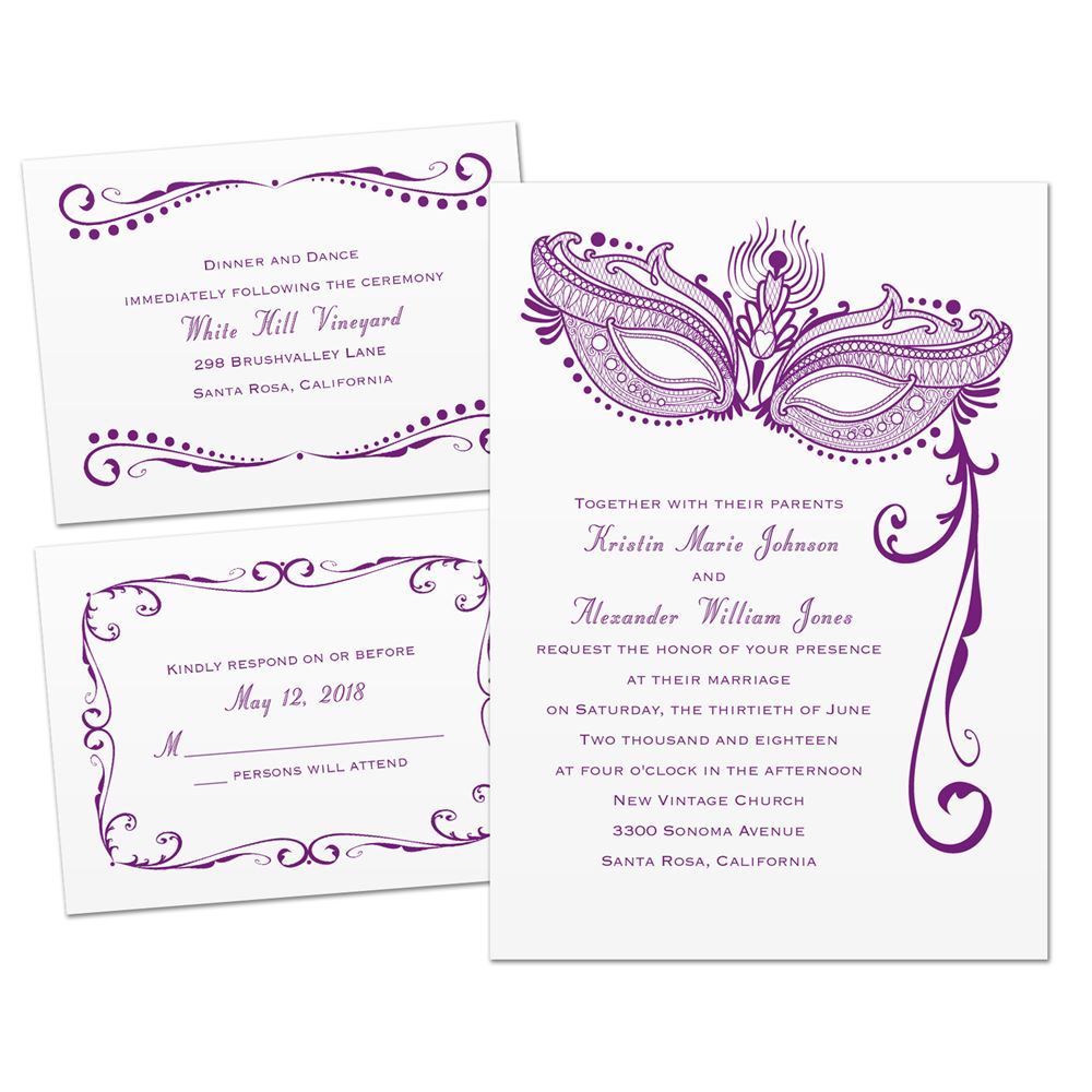 Masked Mystique 3 for 1 Invitation | Invitations by Dawn | Masquerade ...