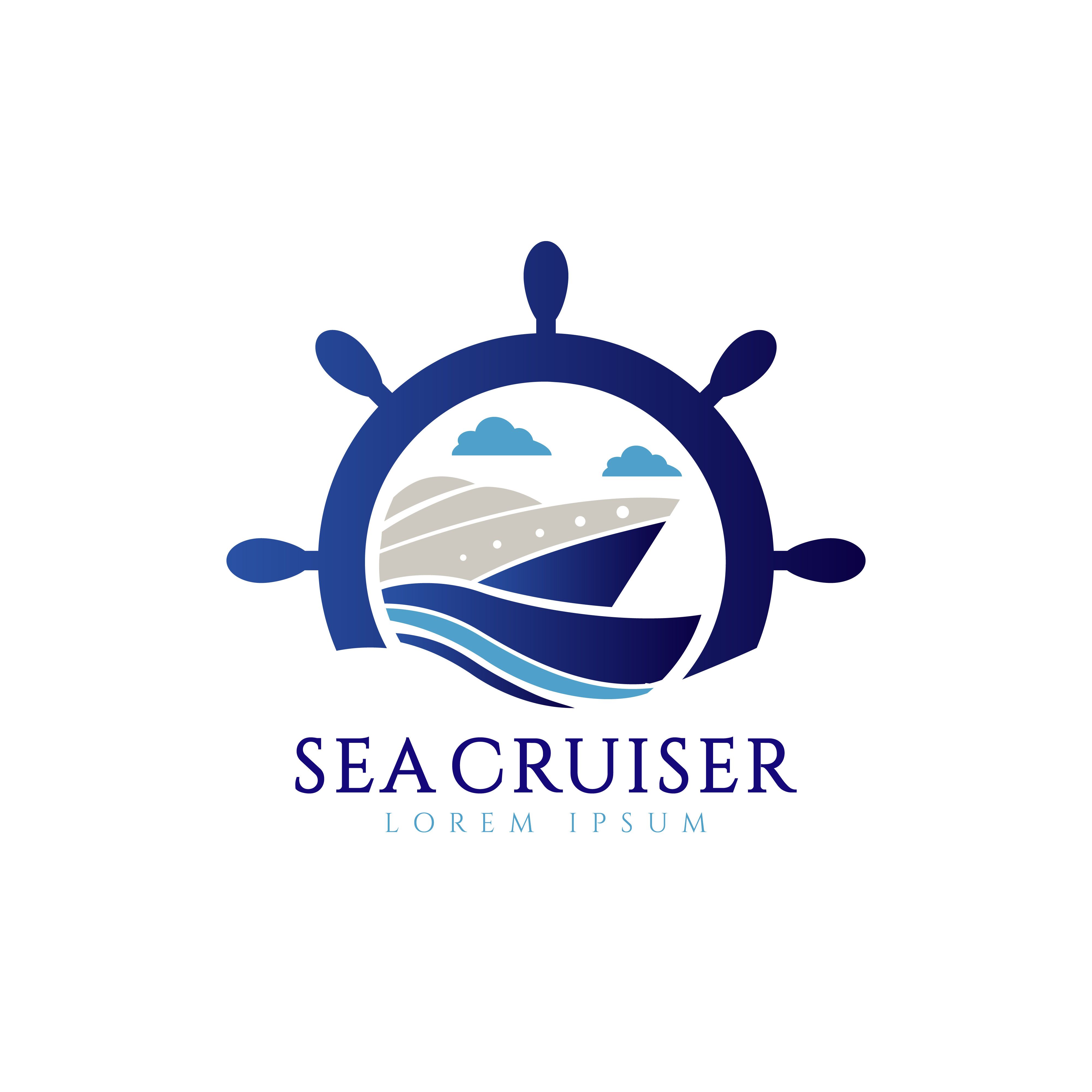 Explore Stunning Blue Cruise Ship Logo Designs