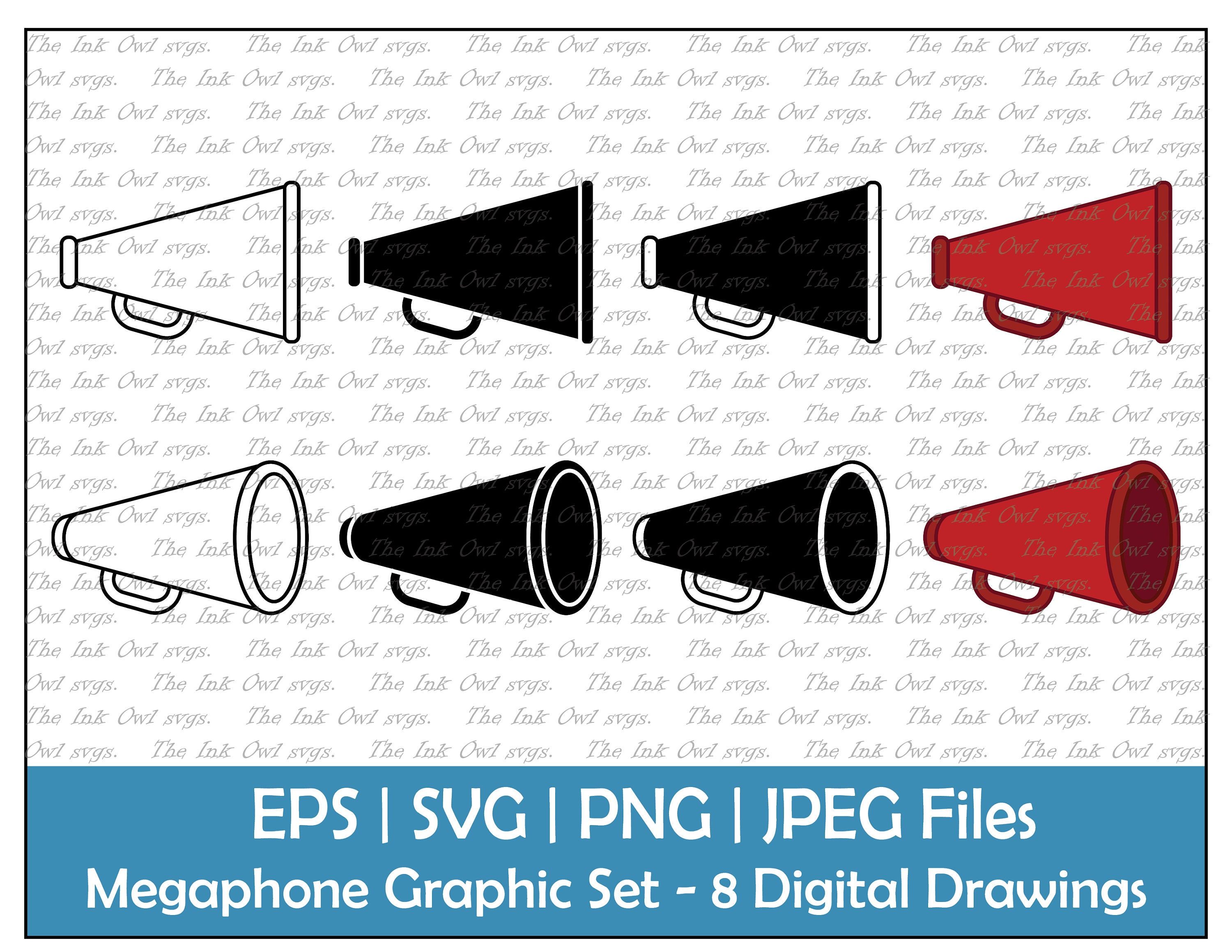 Megaphone Cheerleader Vector Clipart Set / Outline Stamp and - Etsy ...