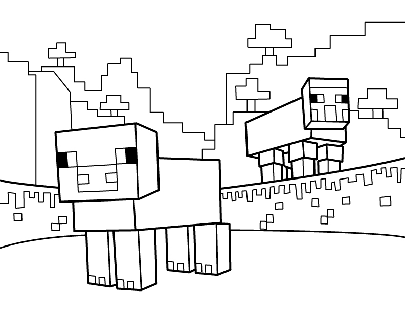 Sheep PDF Printable Coloring Page Minecraft Minecraft