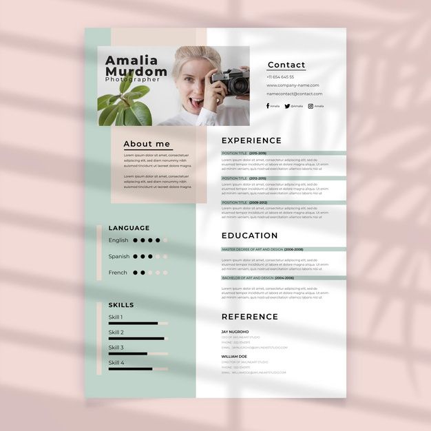 Curriculum vitae with photo template | Free Vector #Freepik #freevector ...