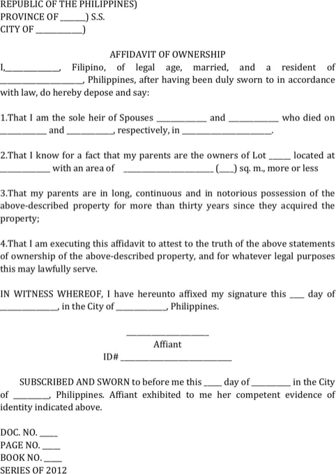 Affidavit Of Rental Agreement