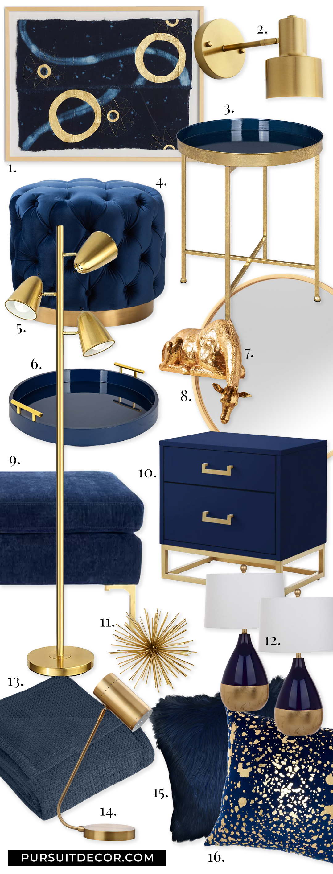 35+ Navy Blue and Gold Bedroom Ideas and Inspiration - Pursuit ...