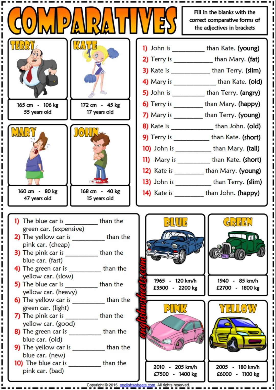 Comparatives Worksheet Esl