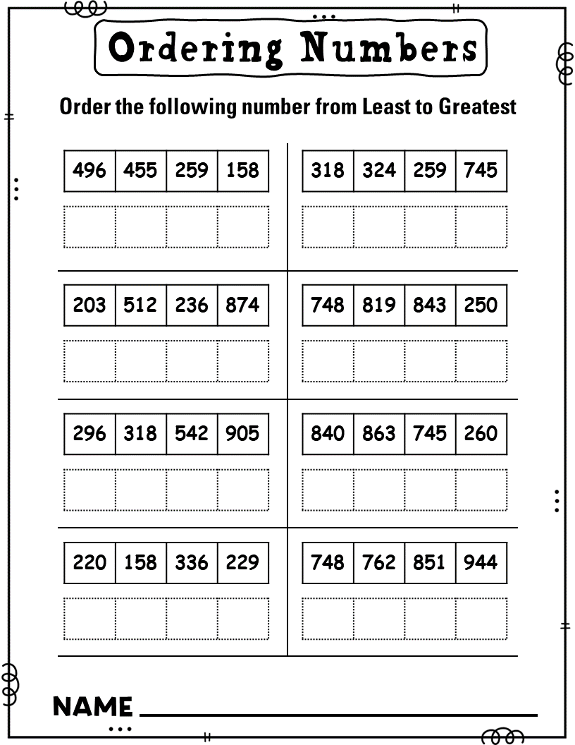 Ordering Numbers Worksheets : Greatest to Least , Least to Greatest ...