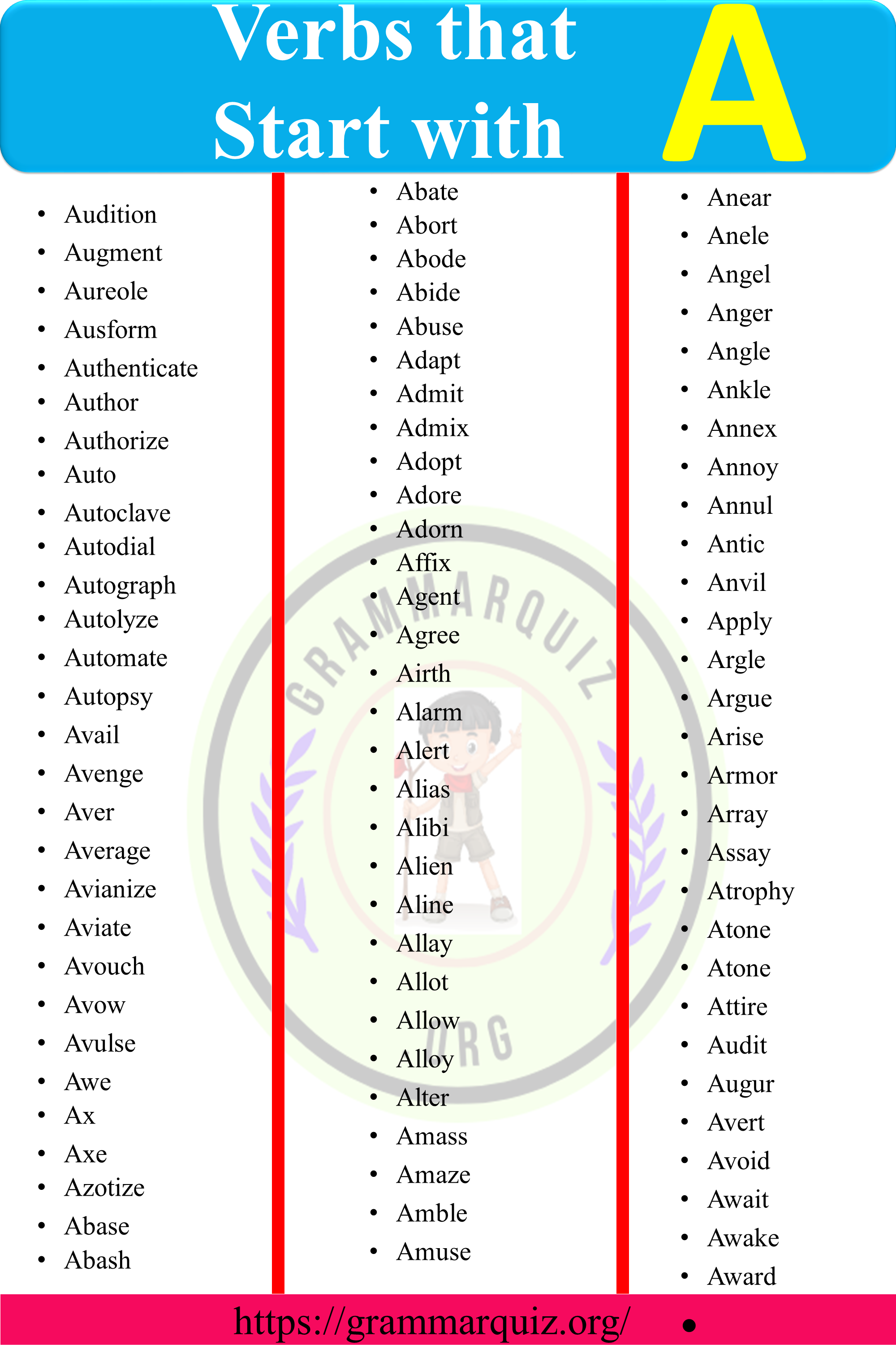 Verbs that Start with A 3 image.