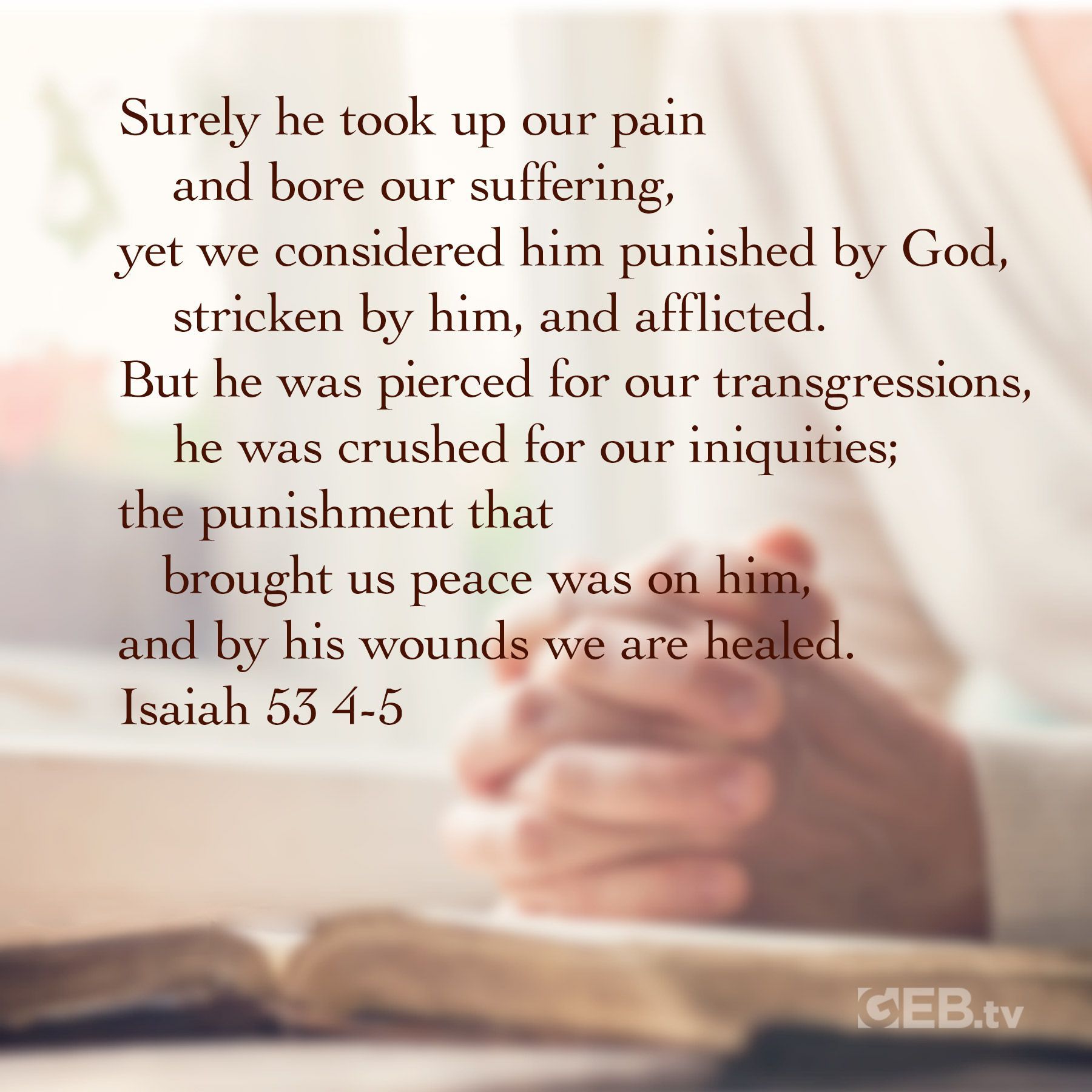 He knows our pain and suffering and has already given us the peace and ...