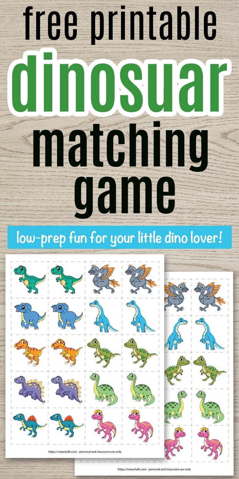 Dinosaur Matching Game Printable