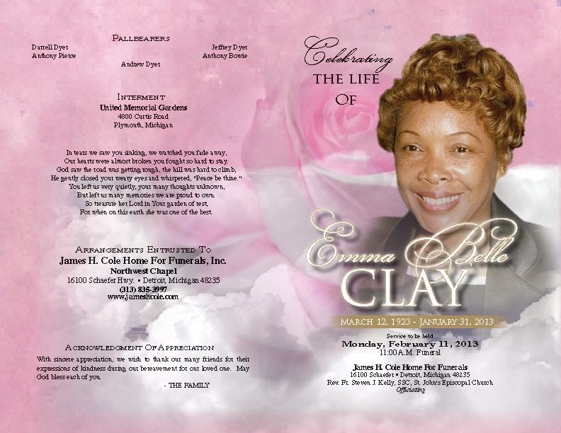 Free Printable Obituary Program Template