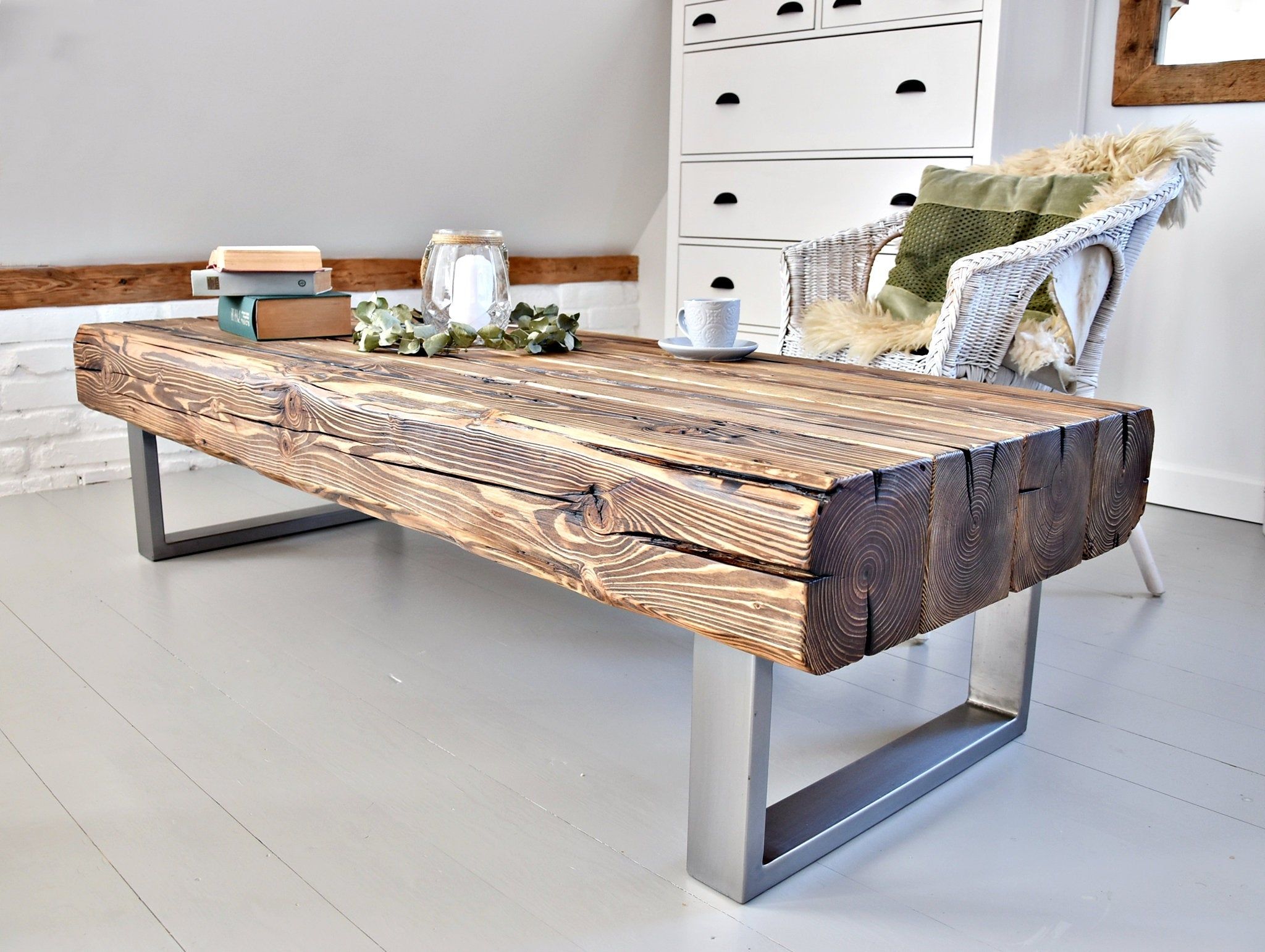 Rustic Coffee Table Beam Coffee Table Modern Industrial Coffee Table Reclaimed Wood