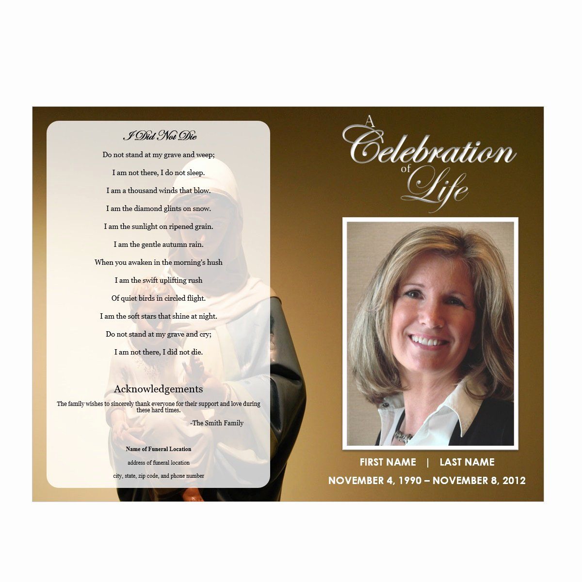 Free Printable Celebration Of Life Program Template image.