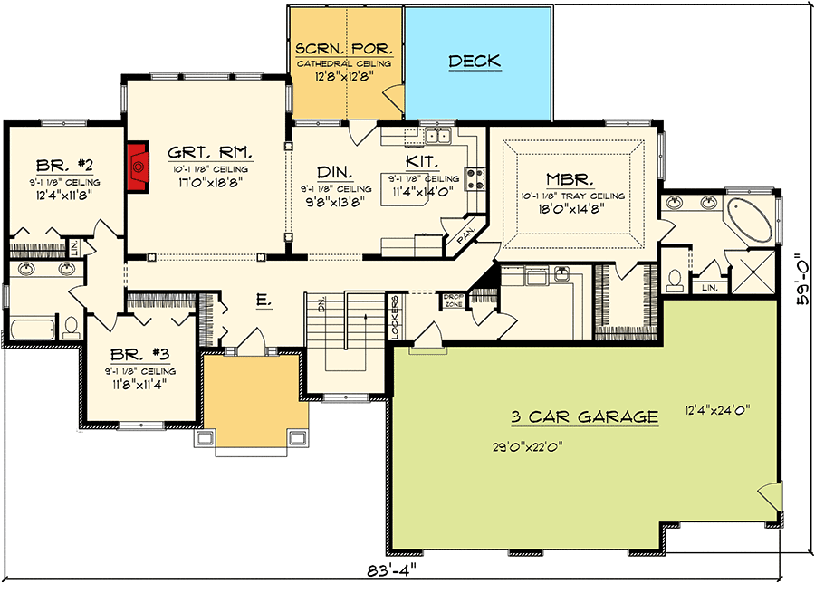 Craftsman Ranch With 3 Car Garage In 2020 Ranch House Plans