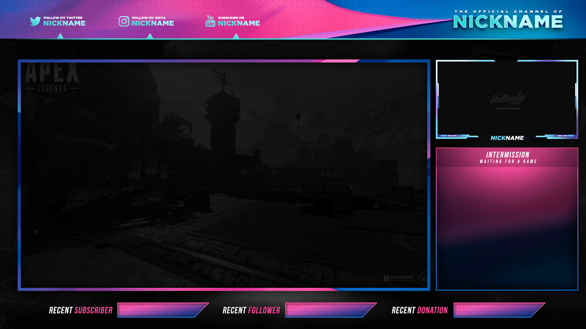 Stream Overlay - Blue and Pink | Free PSD - Zonic Design Download