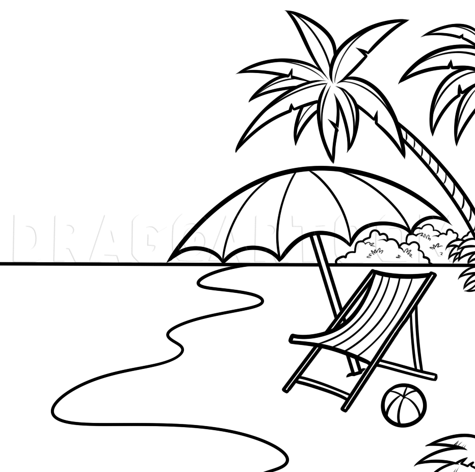 How To Draw A Beach Scene, Step by Step, Drawing Guide, by Dawn ...