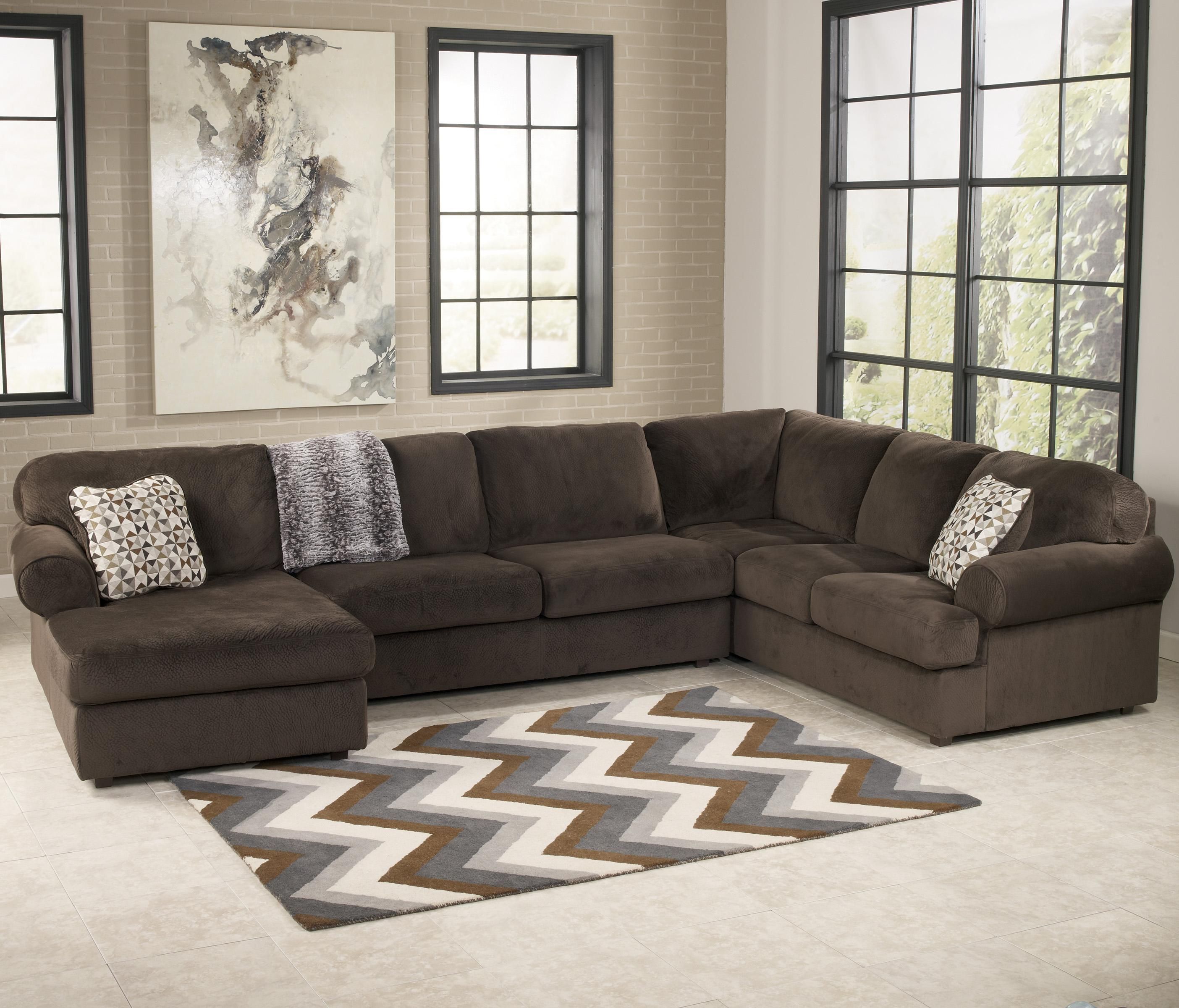 Jessa Place Chocolate Casual Sectional Sofa With Left Chaise By