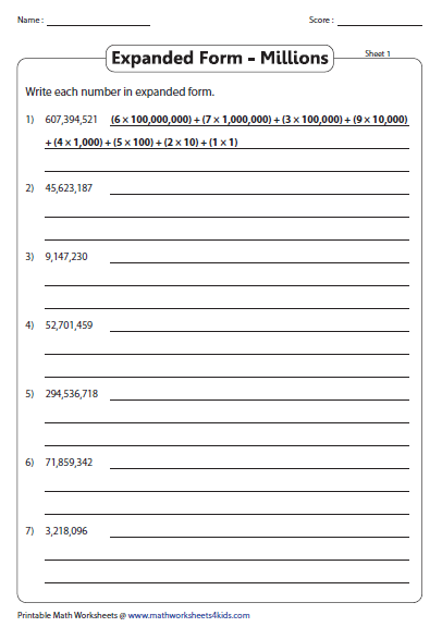 Standard and Expanded Product Form: Expanded Product Form-Millions ...