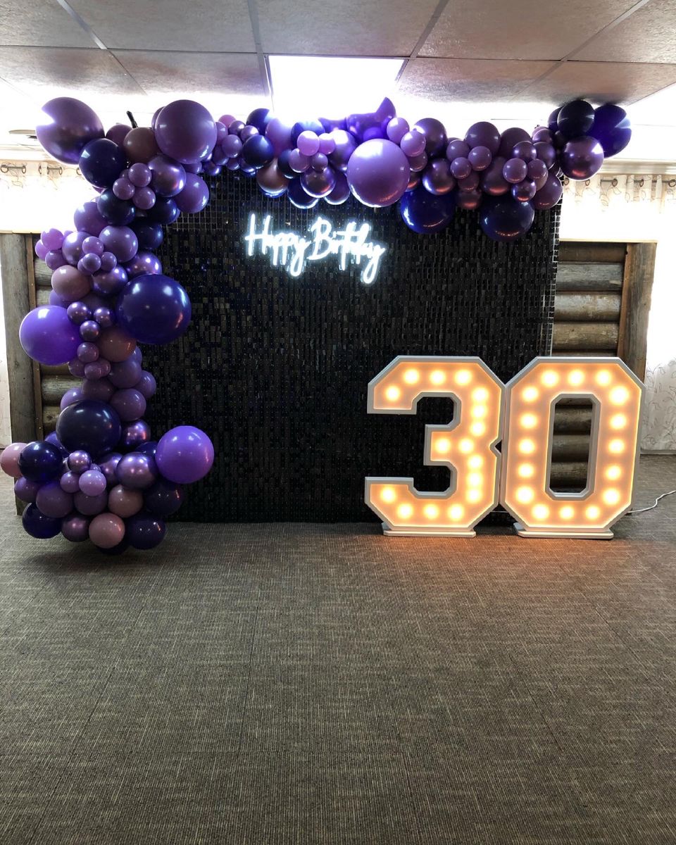 30th Birthday decorations | Purple birthday party, 30th birthday ...