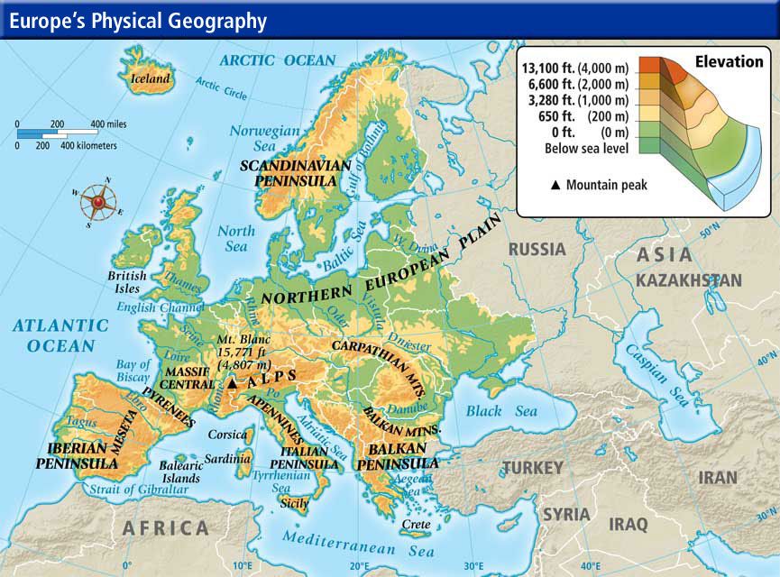 Europe Peninsulas Map