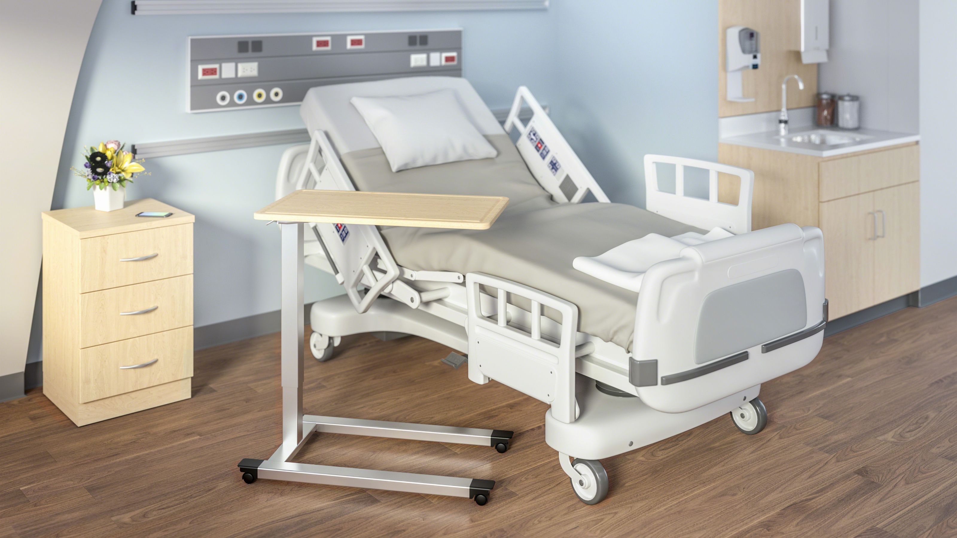 Hospital Tray Table With Drawer